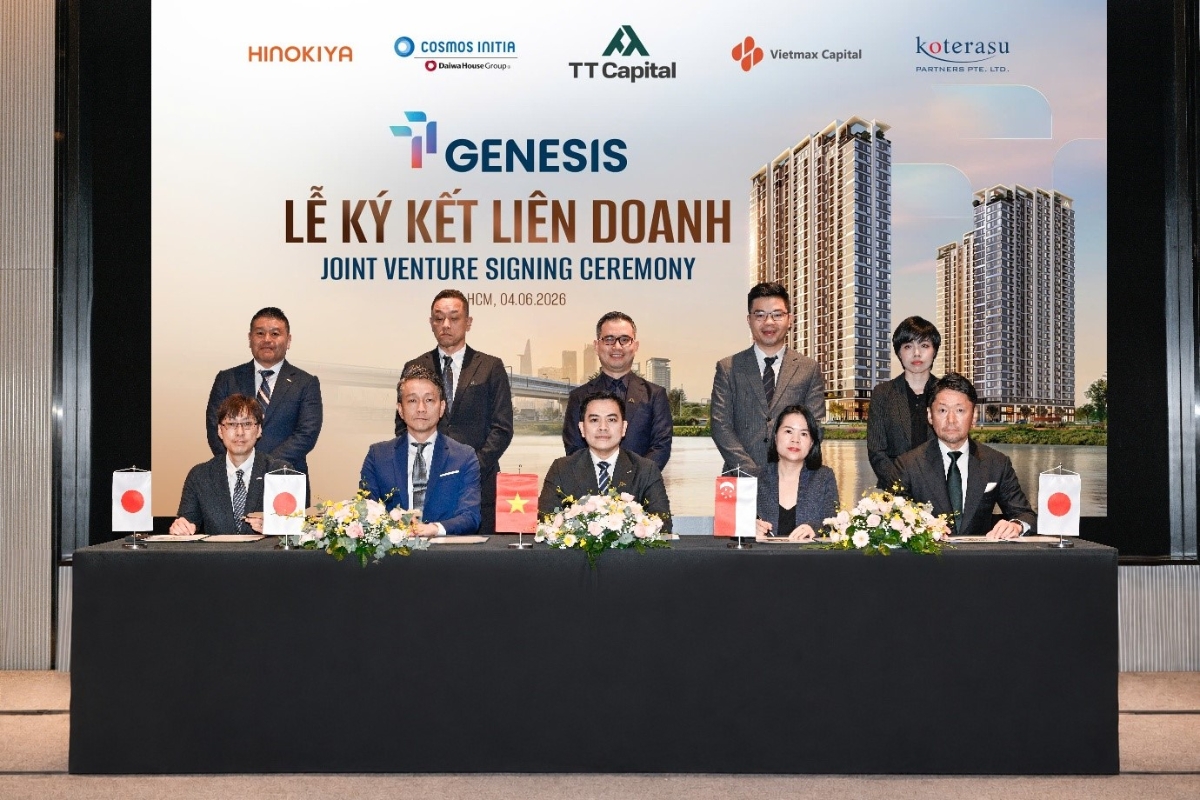 Nghi thức Ký kết Liên doanh Dự án TT GENESIS sáng ngày 4/6/2026. Ảnh:&nbsp;TT Capital.