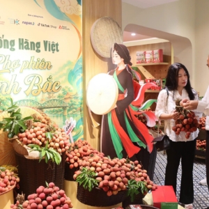 Vải u hồng, vải thiều đầu vụ là sản phẩm nổi bật tại “Chợ phiên Kinh Bắc”.