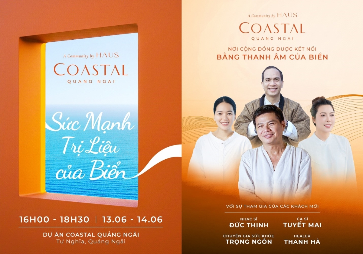 Nhạc sĩ Đức Thịnh đem tới trải nghiệm trị liệu biển kết hợp tắm âm thanh.&nbsp;Ảnh: Coastal Quảng Ngãi.