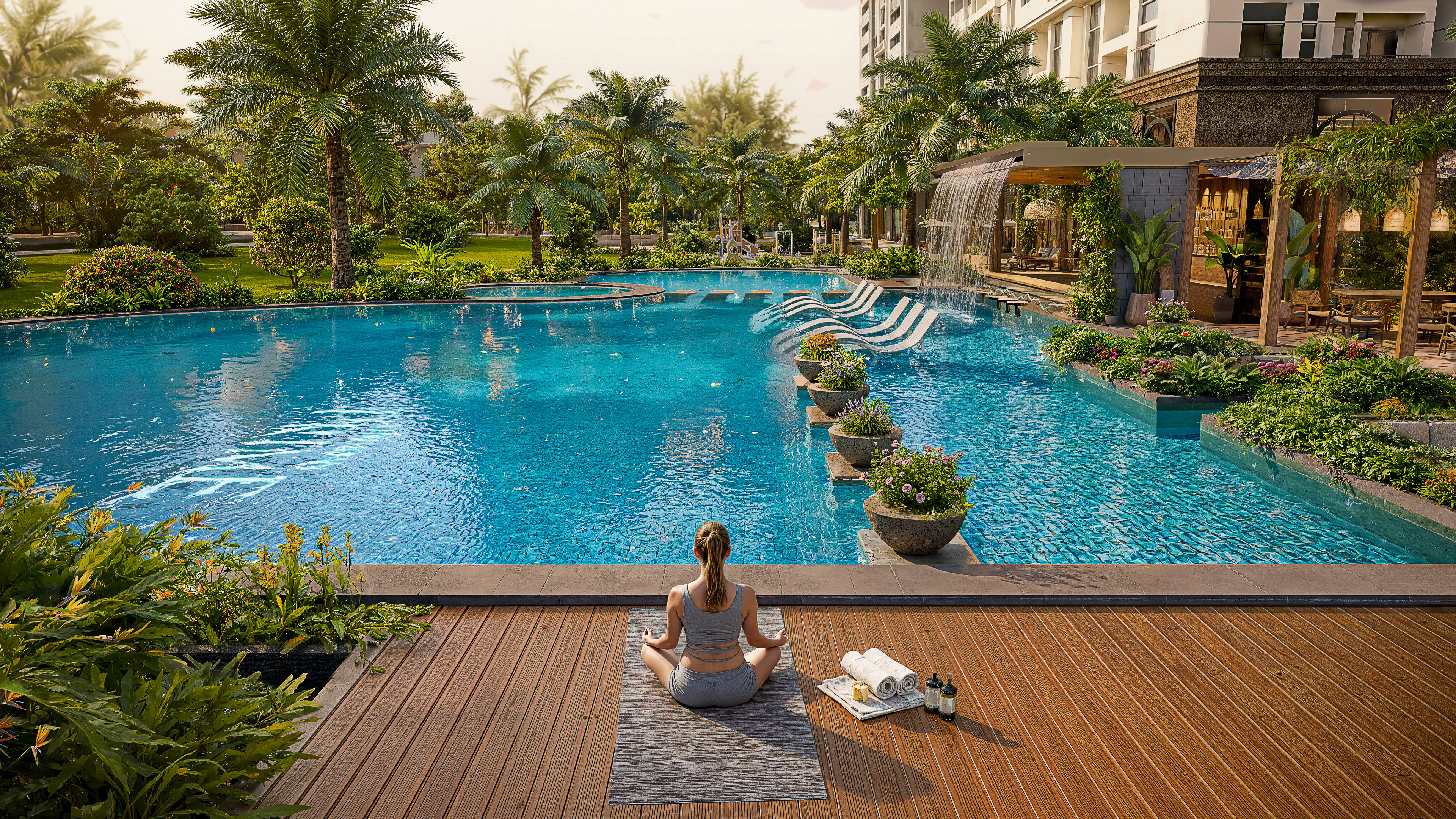 Hồ bơi phong cách resort tại dự án. Ảnh phối cảnh dự án.