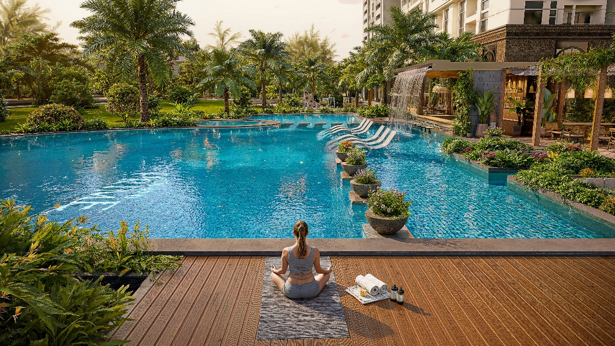 Hồ bơi phong cách resort tại dự án. Ảnh phối cảnh dự án.