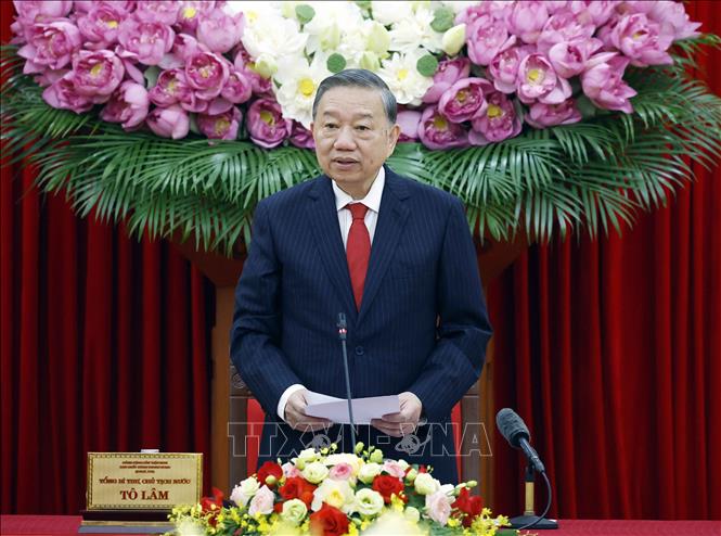 Tổng Bí thư, Chủ tịch nước Tô Lâm phát biểu chỉ đạo. Ảnh: TTXVN