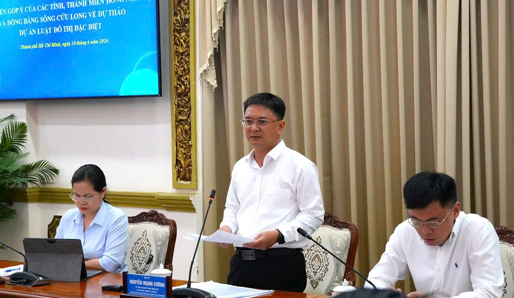 Phó Chủ tịch UBND TP. Hồ Chí Minh Nguyễn Mạnh Cường phát biểu tại hội nghị - Ảnh: Cổng thông tin điện tử TP. Hồ Chí Minh