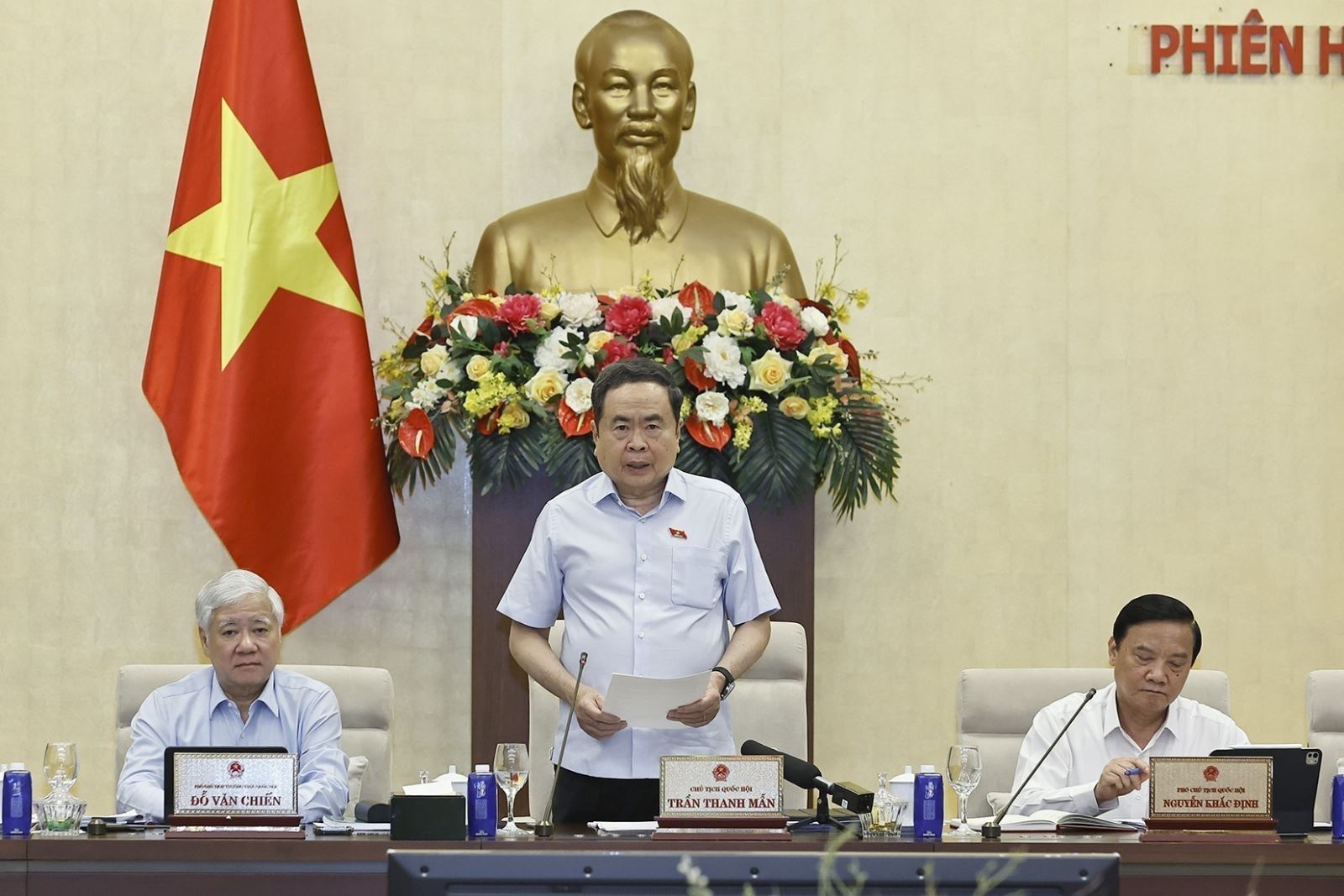 Chủ tịch Quốc hội Trần Thanh Mẫn phát biểu khai mạc Phiên họp. Ảnh: TTXVN.