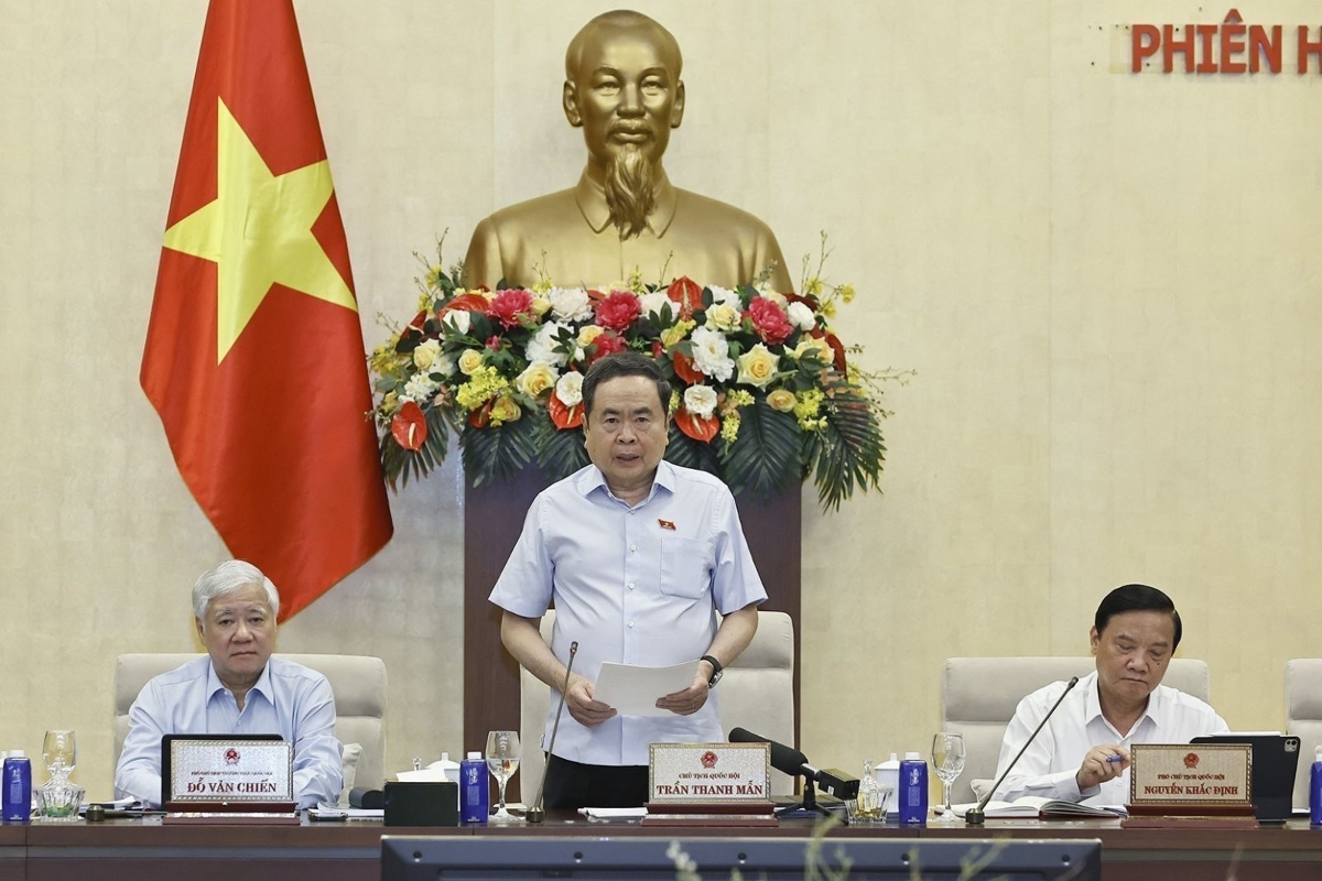 Chủ tịch Quốc hội Trần Thanh Mẫn phát biểu khai mạc Phiên họp. Ảnh: TTXVN.