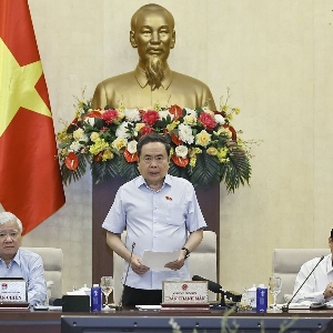 Chủ tịch Quốc hội Trần Thanh Mẫn phát biểu khai mạc Phiên họp. Ảnh: TTXVN.