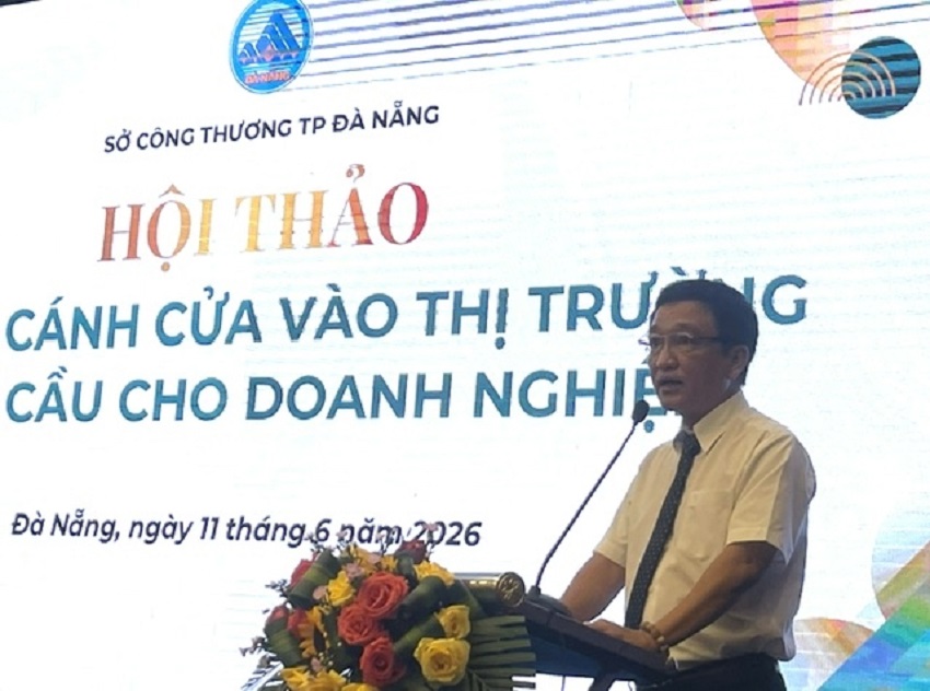 Ông Huỳnh Xuân Sơn, Phó Giám đốc Sở Công thương Đà Nẵng phát biểu khai mạc Hội thảo. Ảnh: Ngô Anh Văn.