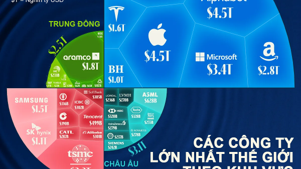 Những công ty có vốn hóa lớn nhất tại từng khu vực