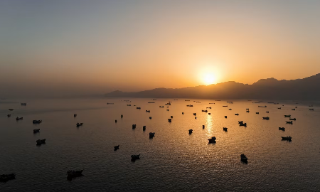 Các tàu neo đậu tại eo biển Hormuz, nhìn từ Musandam, Oman, ngày 3/6/2026 - Ảnh: Reuters