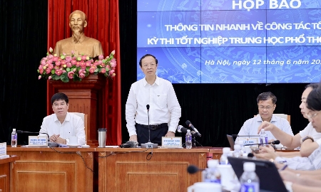 Bộ Giáo dục và Đào tạo thông tin về kết quả kỳ thi tốt nghiệp trung học phổ thông quốc gia năm 2026. Ảnh: Bộ Giáo dục và Đào tạo.