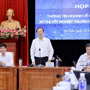 Bộ Giáo dục và Đào tạo thông tin về kết quả kỳ thi tốt nghiệp trung học phổ thông quốc gia năm 2026. Ảnh: Bộ Giáo dục và Đào tạo.