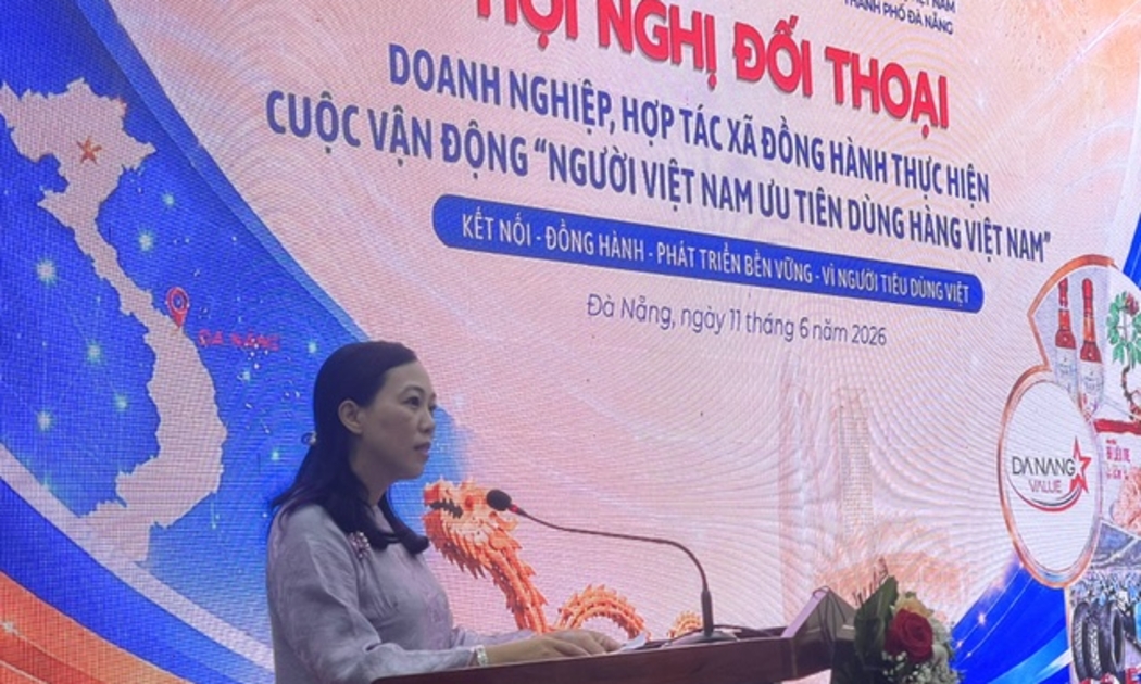 Phó Chủ tịch Uỷ ban MTTQVN thành phố Đà Nẵng Nguyễn Thị Thanh Phương, phát biểu khai mạc Hội nghị. Ảnh Ngô Anh Văn