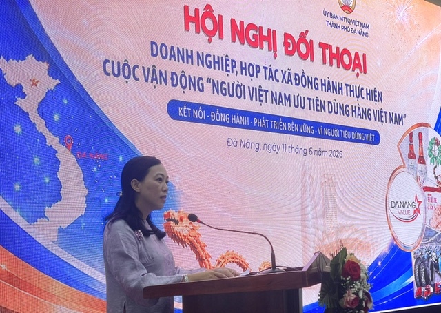 Phó Chủ tịch Uỷ ban MTTQVN thành phố Đà Nẵng Nguyễn Thị Thanh Phương, phát biểu khai mạc Hội nghị. Ảnh Ngô Anh Văn