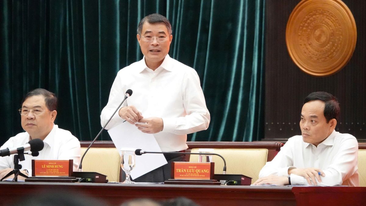 Thủ tướng Lê Minh Hưng tại buổi làm việc với TP. Hồ Chí Minh, sáng 13/6.