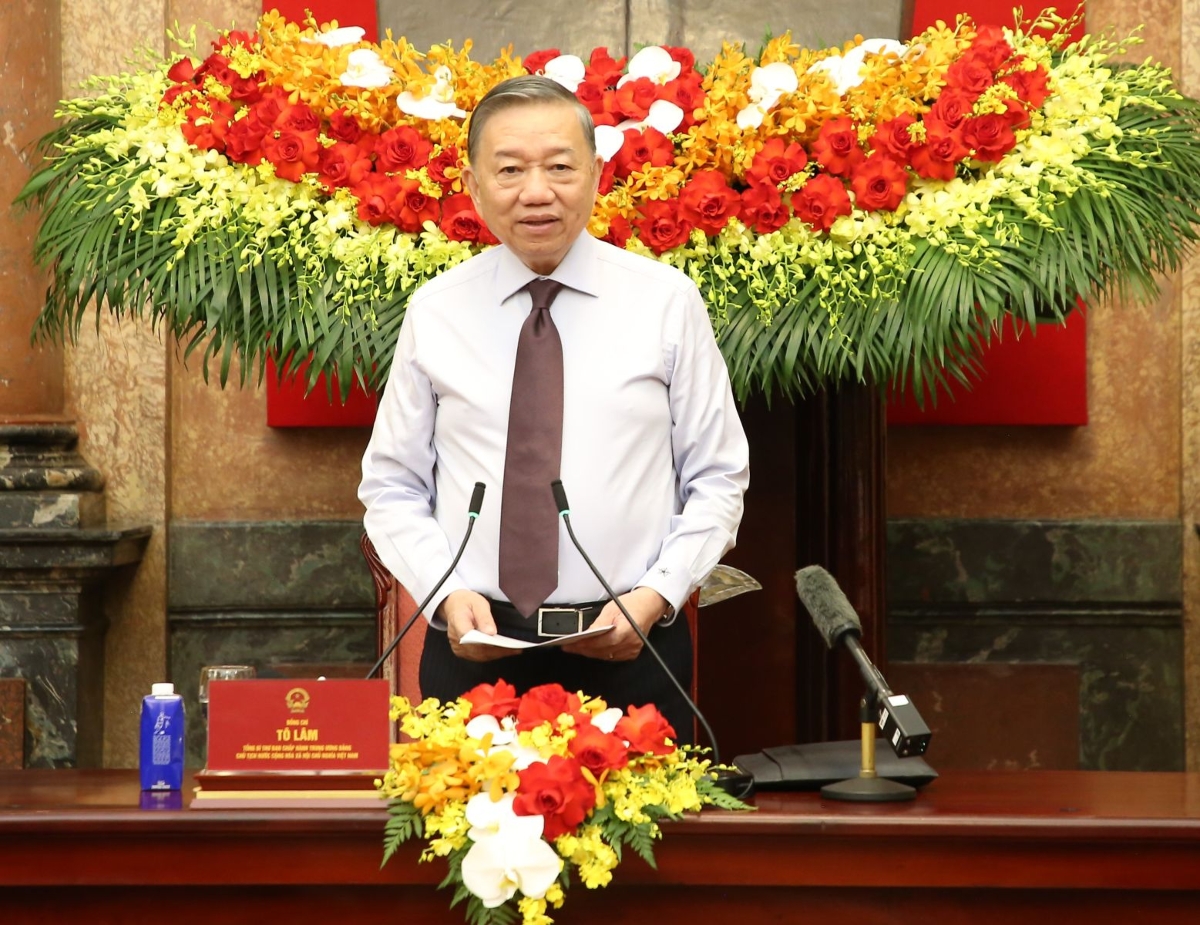 Tổng Bí thư, Chủ tịch nước Tô Lâm gặp mặt 101 nhà báo tiêu biểu. Ảnh: Đảng Cộng Sản.