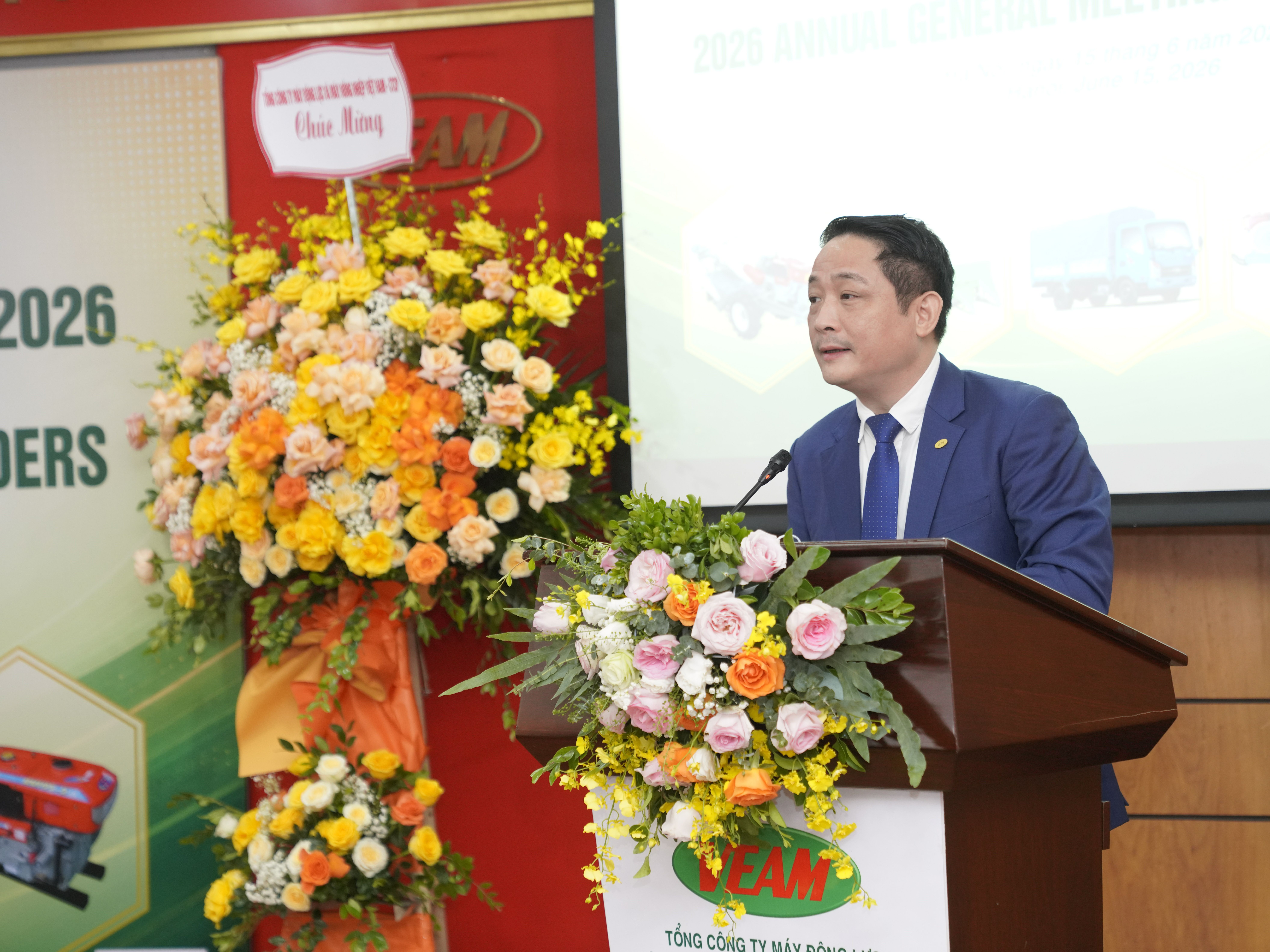 Ông Nguyễn Hoàng Giang, thành viên Hội đồng quản trị, Tổng giám đốc VEAM phát biểu tại Đại hội. Ảnh: VEAM.