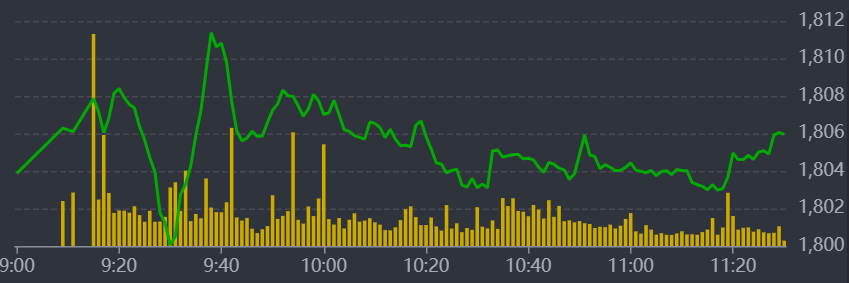 Diễn biến VN-Index sáng nay.