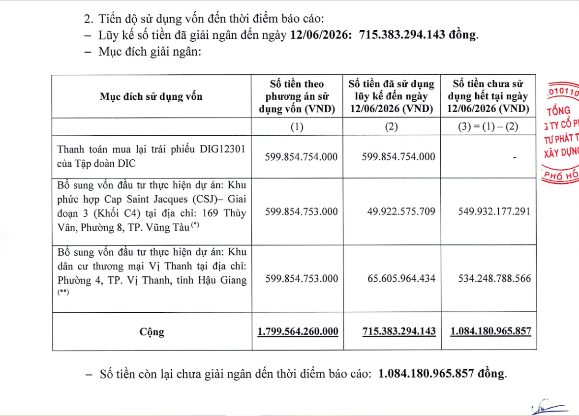Sau đợt phát hành thêm, DIG còn 1.084,18 tỷ đồng chưa giải ngân - Ảnh 1