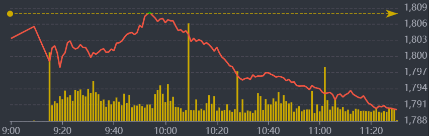 Diễn biến VN-Index sáng nay.