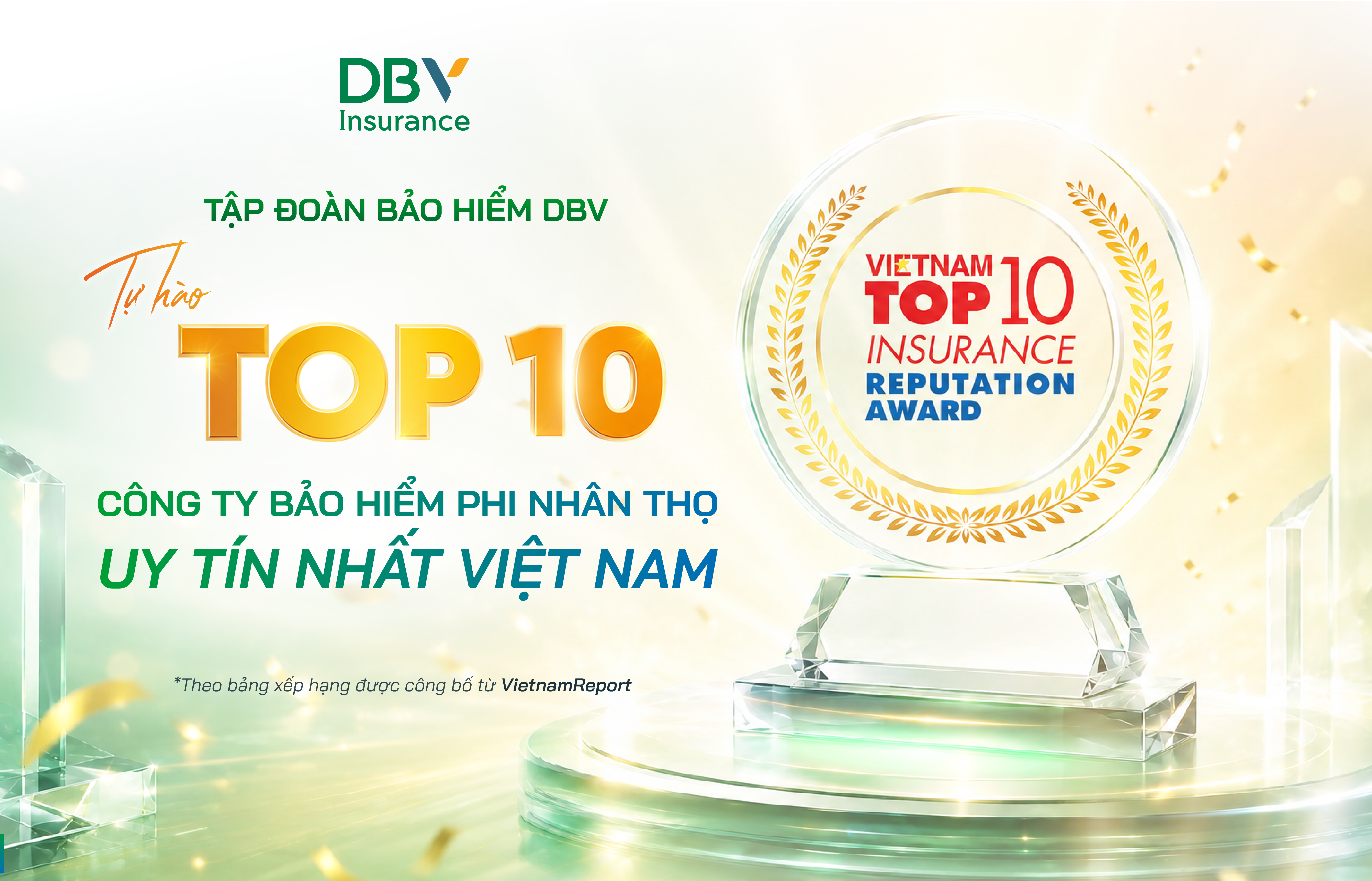 Danh hiệu Top 10 Công ty Bảo hiểm uy tín năm 2026 tiếp tục khẳng định vị thế, năng lực cạnh tranh và mức độ tín nhiệm của Tập đoàn Bảo hiểm DBV trên thị trường. 