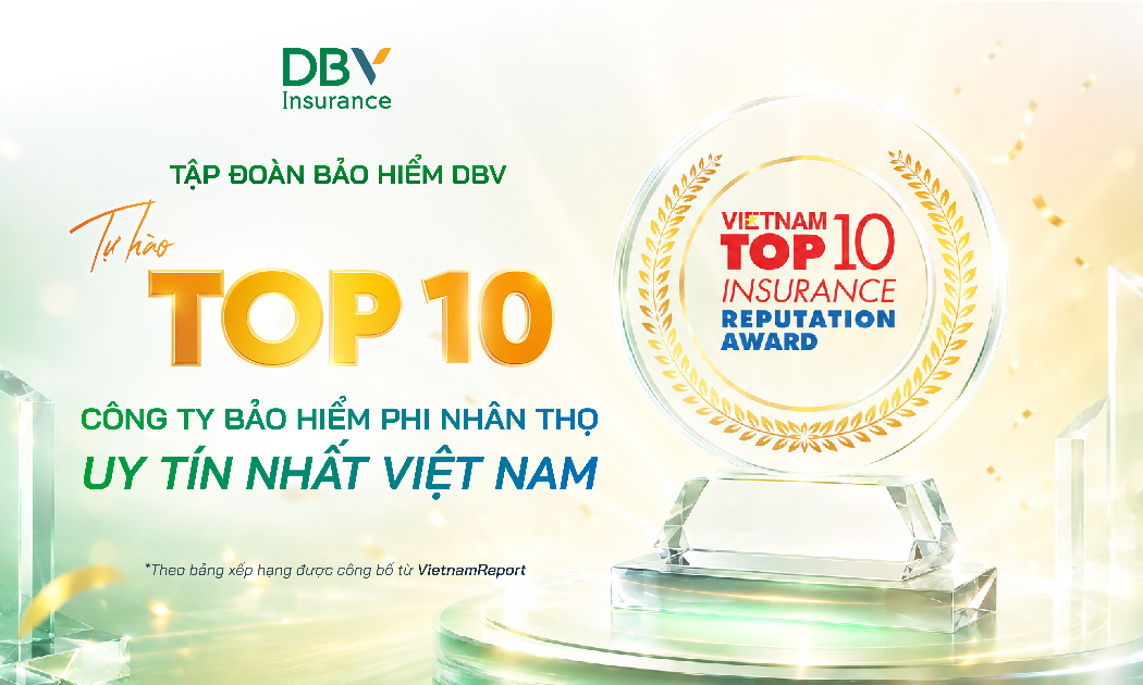 Danh hiệu Top 10 Công ty Bảo hiểm uy tín năm 2026 tiếp tục khẳng định vị thế, năng lực cạnh tranh và mức độ tín nhiệm của Tập đoàn Bảo hiểm DBV trên thị trường.