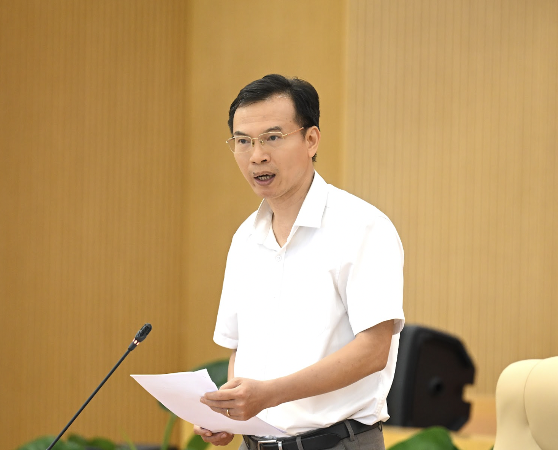 Ông Trần Hữu Minh, Phó Vụ trưởng Vụ Vận tải và An toàn giao thông, phát biểu tại buổi họp&nbsp;