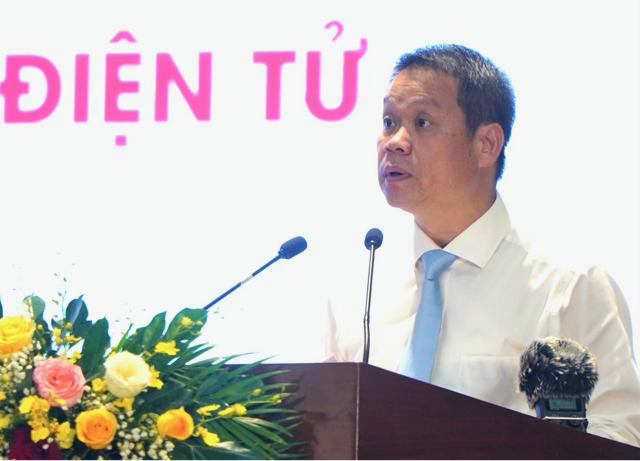Ông Nguyễn Mạnh Hùng, Chủ tịch UBND thành phố Đà Nẵng, phát biểu tại lễ ra mắt Trạm dịch vụ công số.