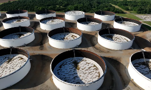 Một cơ sở lưu trữ dầu thô tại Cushing, bang Oklahoma, Mỹ nhìn từ trên cao ngày 9/6 - Ảnh: CNN.