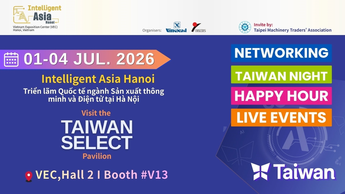 Taiwan Select Pavilion tại triển lãm Intelligent Asia Hanoi 2026.