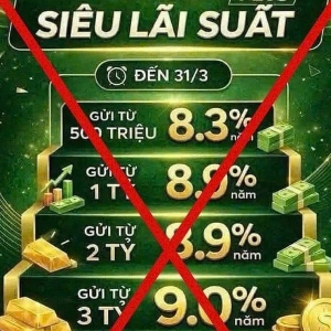 Mẫu quảng cáo giả mạo ngân hàng Vietcombank. Nguồn: Website của ngân hàng Vietcombank.