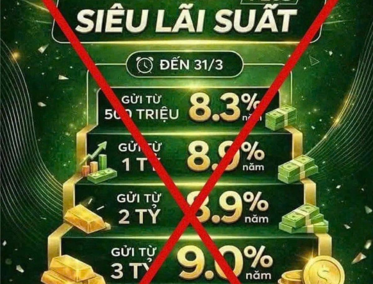 Mẫu quảng cáo giả mạo ngân hàng Vietcombank. Nguồn: Website của ngân hàng Vietcombank.