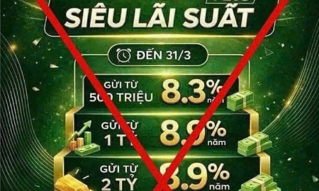 Mẫu quảng cáo giả mạo ngân hàng Vietcombank. Nguồn: Website của ngân hàng Vietcombank.