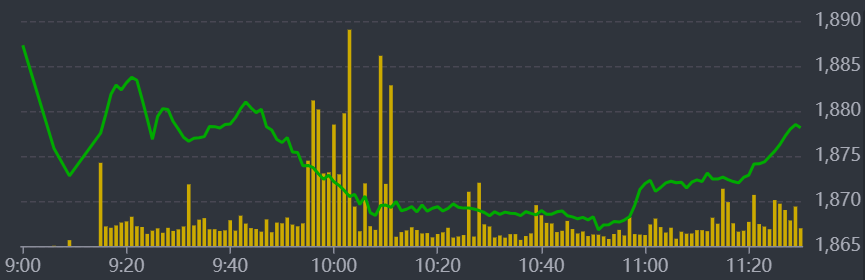 Diễn biến VN-Index sáng nay.