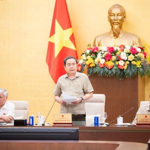 Chủ tịch Quốc hội phát biểu bế mạc phiên họp. Ảnh: Quốc hội.
