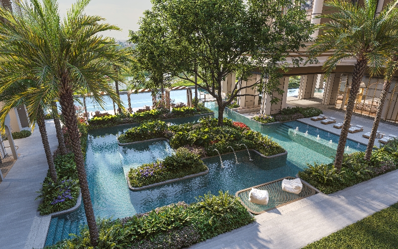 Bể bơi thư giãn tại Le Parc Place. Ảnh: ParkCity Hanoi.