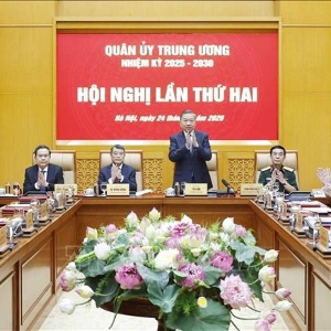 Tổng Bí thư, Chủ tịch nước Tô Lâm, Bí thư Quân uỷ Trung ương chủ trì Hội nghị lần thứ hai Quân uỷ Trung ương nhiệm kỳ 2025 - 2030. Ảnh: TTXVN