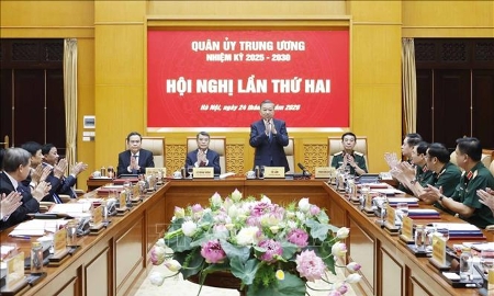Tổng Bí thư, Chủ tịch nước Tô Lâm, Bí thư Quân uỷ Trung ương chủ trì Hội nghị lần thứ hai Quân uỷ Trung ương nhiệm kỳ 2025 - 2030. Ảnh: TTXVN