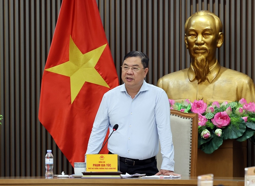 Phó Thủ tướng Thường trực Phạm Gia Túc: "Kinh doanh xăng dầu là lĩnh vực đặc biệt quan trọng, ảnh hưởng trực tiếp đến hoạt động sản xuất, kinh doanh của doanh nghiệp và đời sống của người dân". Ảnh: VGP.