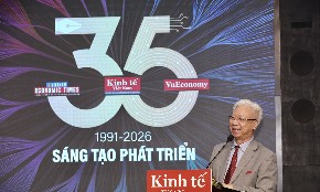 Ông Đào Quang Bính, Phó Chủ tịch Hội đồng Biên tập, Tổng Giám đốc Tạp chí Kinh tế Việt Nam, phát biểu tại Lễ Kỷ niệm. Ảnh: Trí Phong