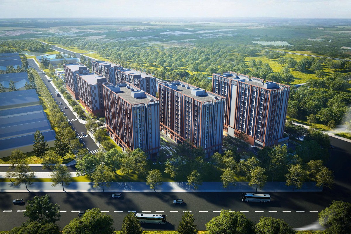 Phối cảnh dự án Nhà lưu trú cho công nhân, chuyên gia thuộc dự án khu công nghiệp Đại An mở rộng.