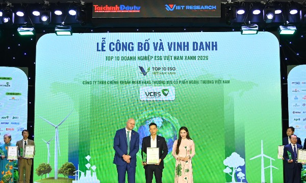 VCBS xác lập vị thế Top 10 doanh nghiệp ESG Việt Nam Xanh 2026