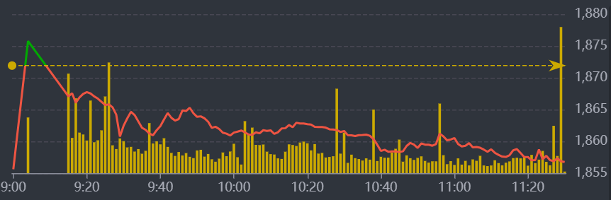 Diễn biến của VN-Index sáng nay.