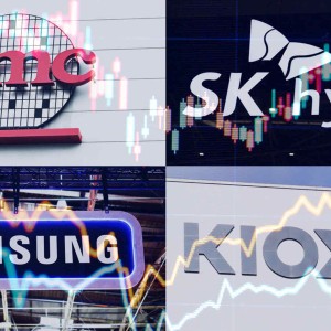 Thị trường chứng khoán Nhật Bản, Hàn Quốc và Đài Loan đang trải qua nhiều biến động hơn khi các nhà đầu tư hăng hái sử dụng đòn bẩy tài chính cao hơn. (Ảnh ghép của Nikkei/Nguồn ảnh của Sae Kamae, Ken Kobayashi, Reuters và Naoaki Murayama)