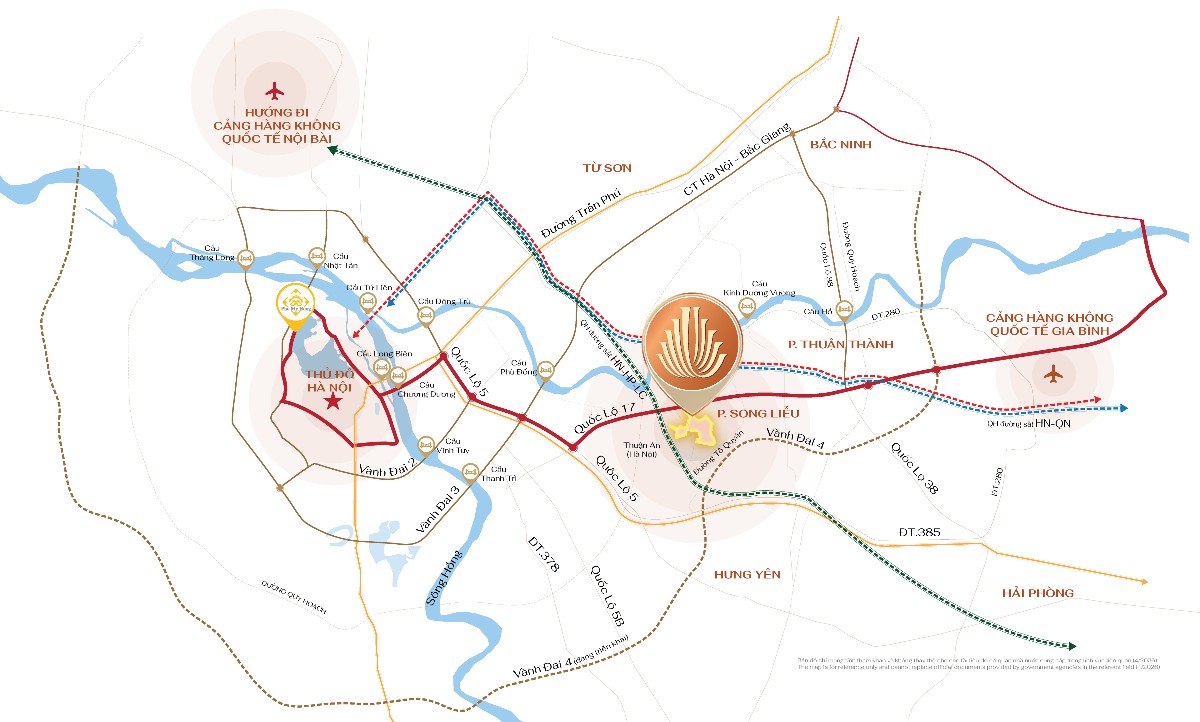 Hồng Hạc City nằm ngay cửa ngõ phía Đông Bắc Hà Nội, thuận tiện kết nối đến thủ đô qua các tuyến cầu lớn. Ảnh dự án.