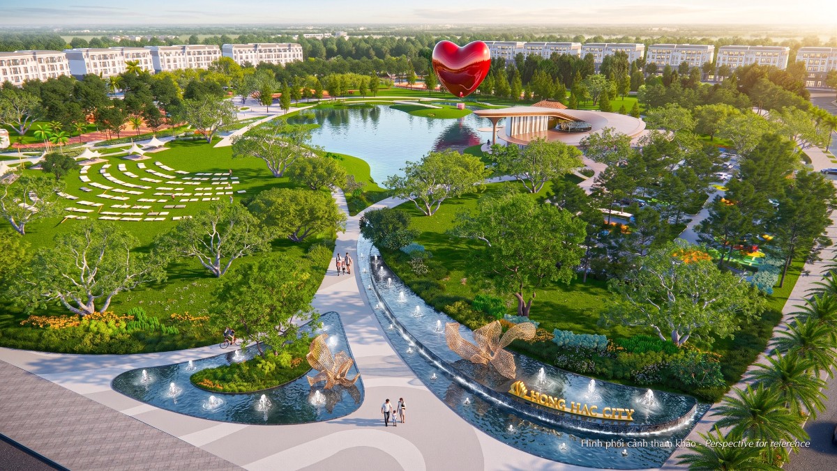 Công viên điểm đến – Temporary Central Park – rộng 6,2 hecta với hồ cảnh quan rộng 2 hecta sẽ là điểm đến tham quan, vui chơi, cắm trại cho cư dân. Ảnh dự án.