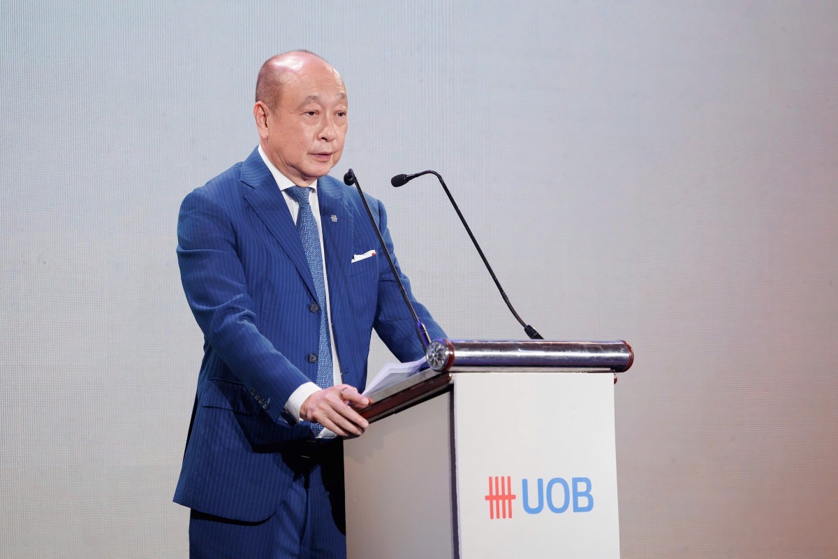 Ông Wee Ee Cheong, Phó Chủ tịch kiêm Tổng Giám đốc Tập đoàn UOB phát biểu tại lễ khởi công UOB Plaza.