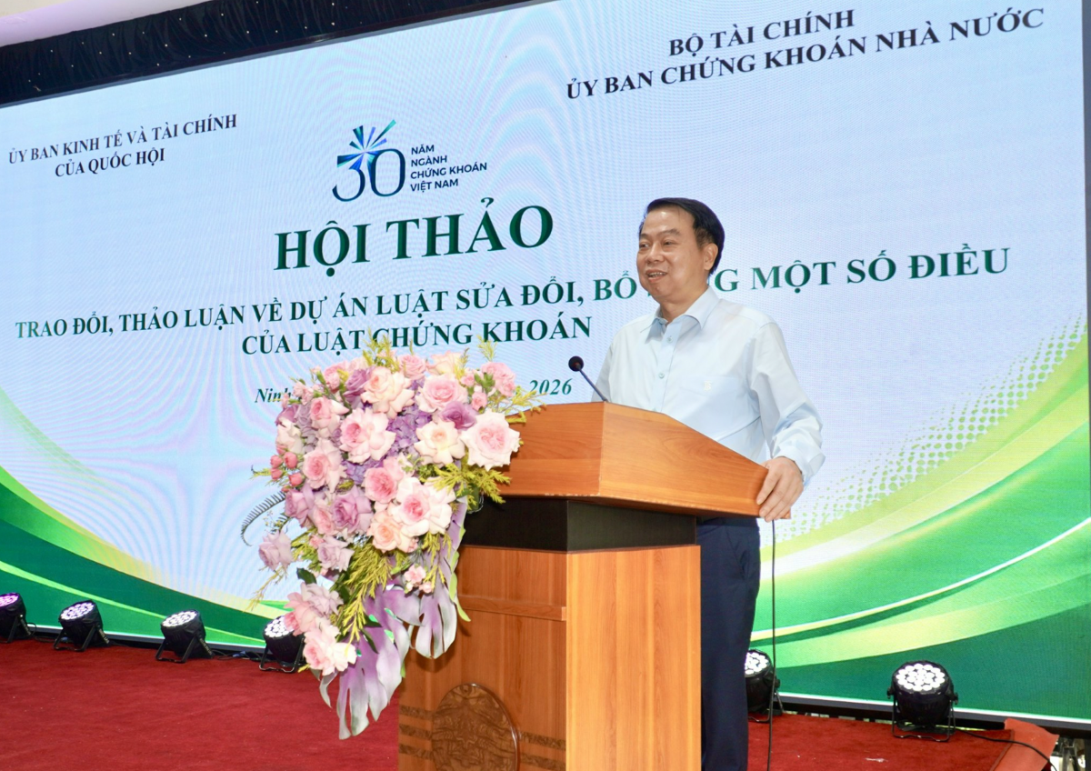 Thứ trưởng Bộ Tài chính Nguyễn Đức Chi phát biểu tại Hội thảo.