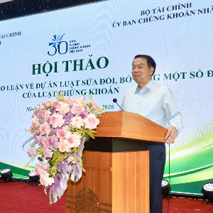 Thứ trưởng Bộ Tài chính Nguyễn Đức Chi phát biểu tại Hội thảo.