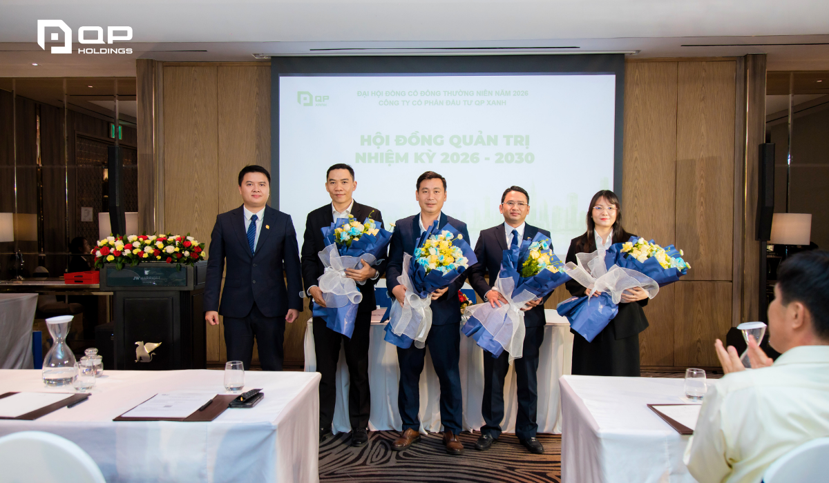 Ban điều hành của QP Holdings ra mắt nhiệm kỳ 2026 - 2030. Ảnh: QP Holdings.
