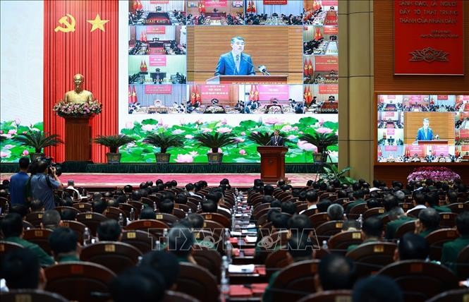 Thủ tướng Lê Minh Hưng phát biểu chỉ đạo tại Hội nghị quân chính toàn quân 6 tháng đầu năm 2026. Ảnh: TTXVN